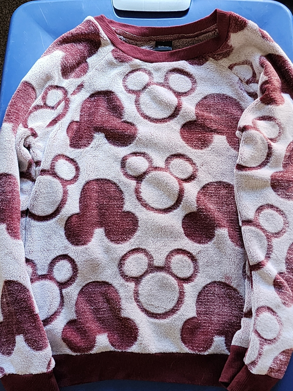 Disney Maroon and Cream Fleece Sweatshirt